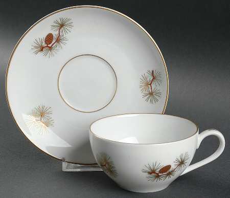 Pine Cone (Coupe Shape) Flat Cup & Saucer Set