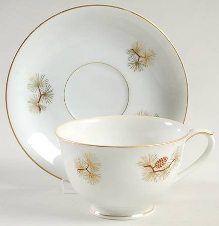Pine Cone (Rim Shape) Footed Cup & Saucer Set