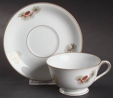 Pine Cone (Rim Shape) Footed Cup & Saucer Set