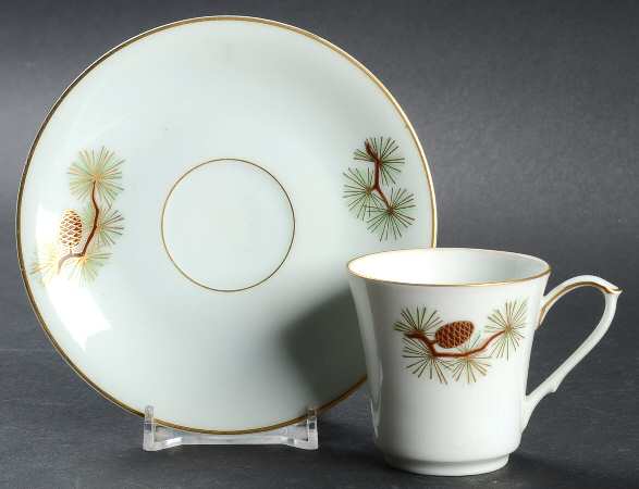 Pine Cone (Rim Shape) Flat Demitasse Cup & Saucer Set