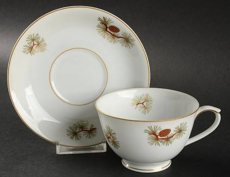 Pine Cone (Rim Shape) Footed Cup & Saucer Set