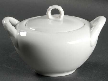 Plain White Sugar Bowl & Lid