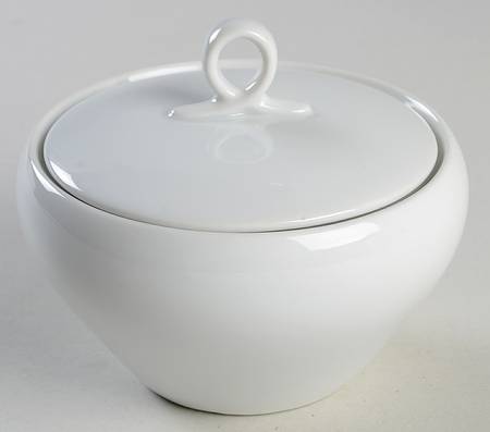 Plain White Sugar Bowl & Lid