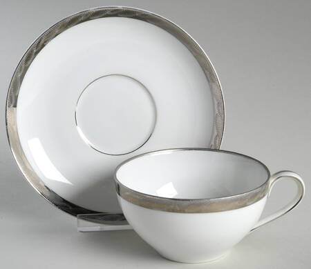 Silver Lichen Flat Cup & Saucer Set