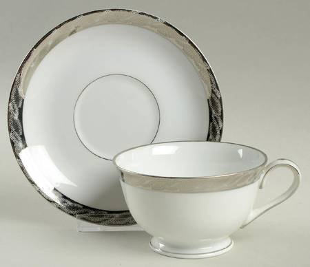 Silver Lichen Footed Cup & Saucer Set