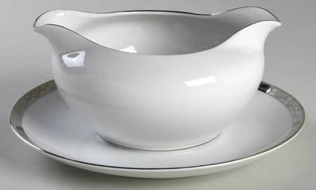 Silver Lichen Gravy Boat with Attached Underplate
