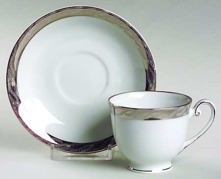 Silver Lichen Footed Demitasse Cup & Saucer Set