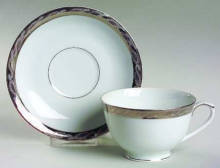 Silver Lichen Footed Cup & Saucer Set