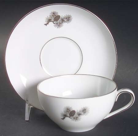 Silver Pine Flat Cup & Saucer Set