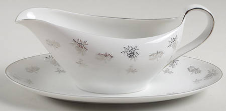 White Rose Gravy Boat & Underplate/Relish
