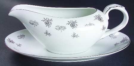 White Rose Gravy Boat & Underplate/Relish