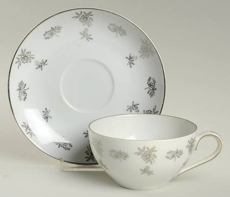 White Rose Flat Cup & Saucer Set