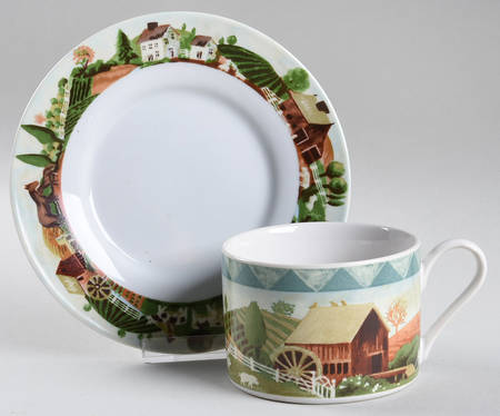 Country Life Flat Cup & Saucer Set