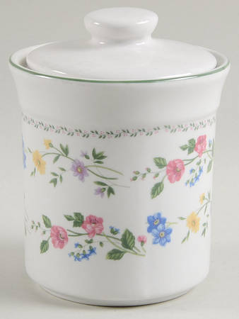 English Garden (225-225a, White Background) Small Canister & Lid