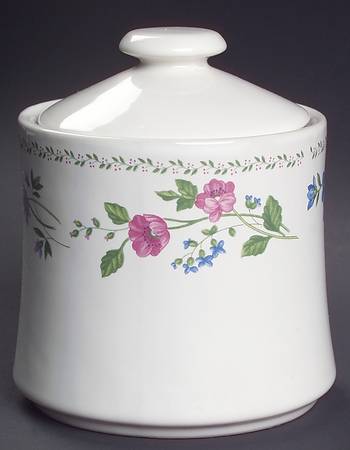English Garden (225-225a, White Background) Sugar Bowl & Lid