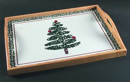 FUO5 Wood Rectangular Handled Tray