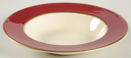5972-Burgundy Rim Soup Bowl