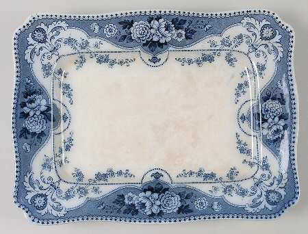 Argyle Flow Blue (No Trim) 13" Oval Serving Platter