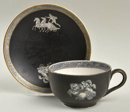 Old Greek Flat Cup & Saucer Set by F & R Pratt