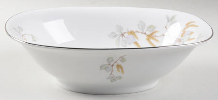 Birch Blossoms (Gold Trim) 9" Oval Vegetable Bowl