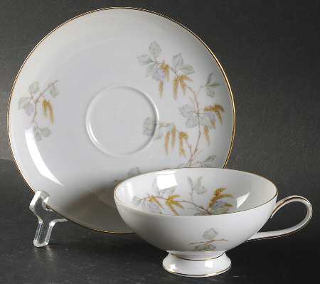 Birch Blossoms (Gold Trim) Footed Cup & Saucer Set