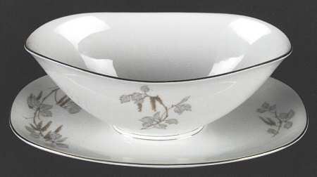 Birch Blossoms (Gold Trim) Gravy Boat with Attached Underplate