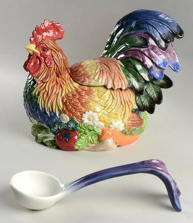 Coq Du Village Figural Tureen & Lid with Ladle