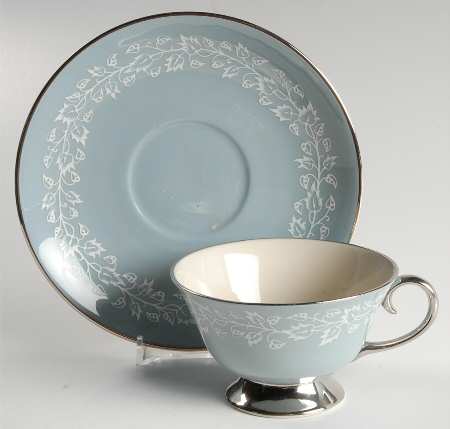 Brocade Strata Blue Footed Cup & Saucer Set