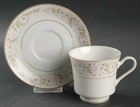 June (Gold Trim) Footed Cup & Saucer Set