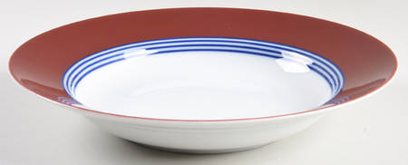 Circa Blue & Cinnabar Large Rim Soup Bowl