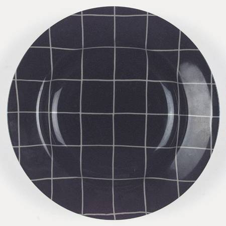 Windowpane (Taupe Stripes on Black) Salad Plate