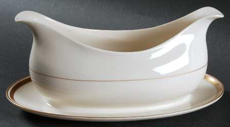 Gold Band (301 Redondo Rim) Gravy Boat with Attached Underplate by Franciscan