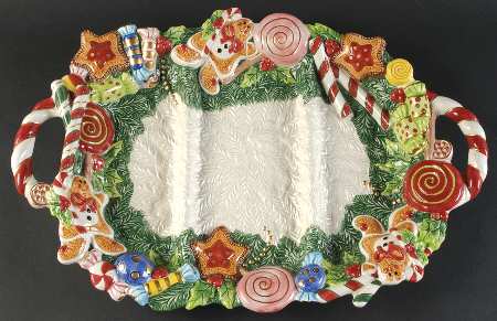 Sugar Plum Christmas Handled 3-Part Divided Server