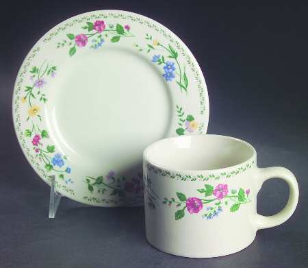 English Garden (4241, Cream Background) Flat Cup & Saucer Set