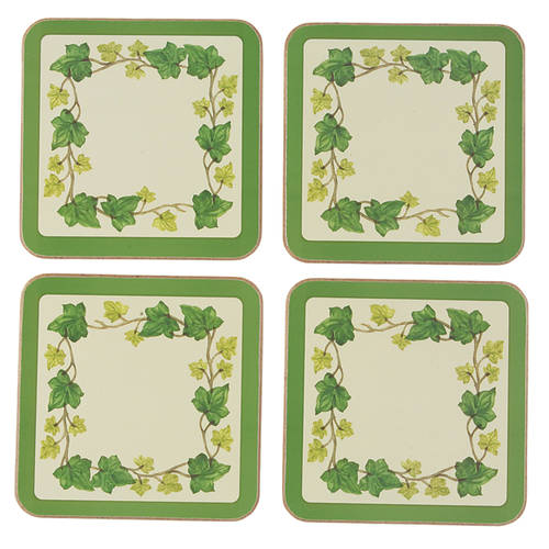 Ivy II (England) (4 Pc) Cork Back Square Coaster Set