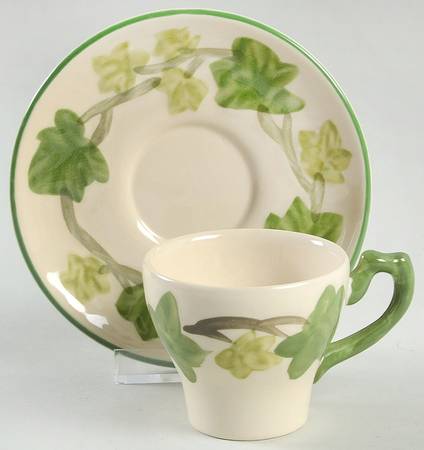 Ivy II (England) Flat Demitasse Cup & Saucer Set