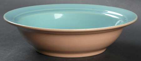 Montecito Celadon Coral Rim Cereal Bowl by Franciscan