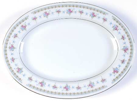Heather (Gold Trim) 12" Oval Serving Platter