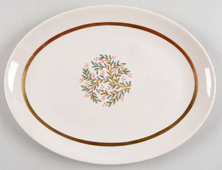 Fremont (Gold Trim) 12" Oval Serving Platter