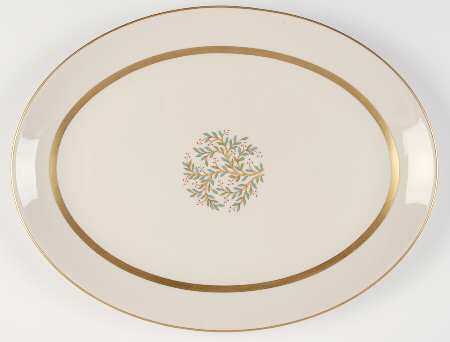 Fremont (Gold Trim) 16" Oval Serving Platter