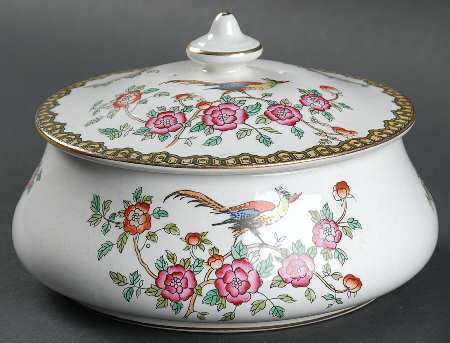 Old Bow Round Covered Butter by S Fieldings & Co.