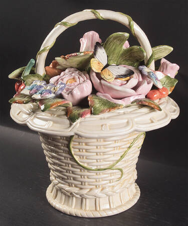 Old World Rabbits Cookie Jar & Lid
