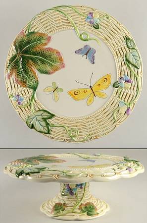 Old World Rabbits 13" Diameter Pedestal Cake Stand