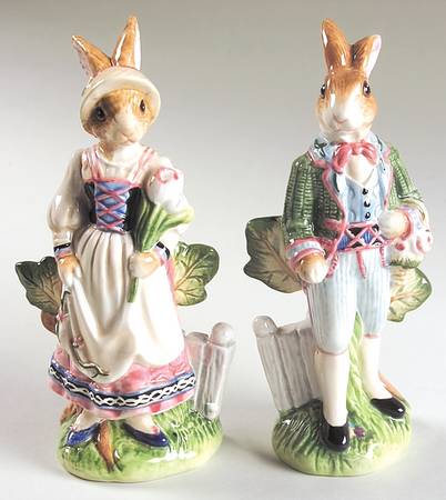 Old World Rabbits Figural Salt & Pepper Set