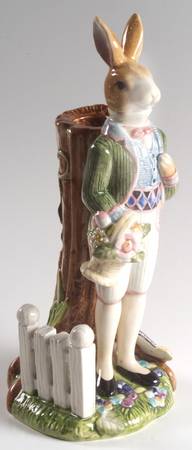 Old World Rabbits Figural Candlestick by Fitz and Floyd