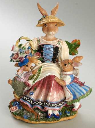 Old World Rabbits Musical Figurine
