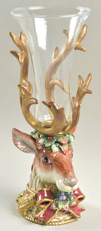 Christmas Deer Candleholder with Glass Globe