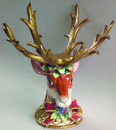 Christmas Deer Centerpiece W/No Glass Bowl