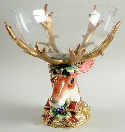 Christmas Deer Centerpiece with Glass Bowl