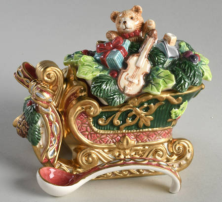 Florentine Christmas (Giftware) Sugar Bowl & Lid W/Spoon